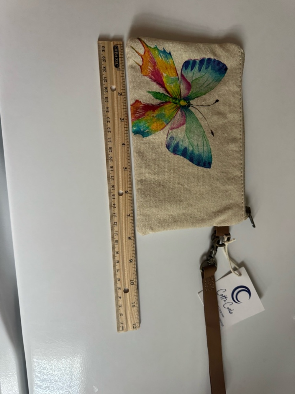 Cott n Curl Canvas Wristlet Clutch with Watercolor Rainbow Butterfly NWT - Picture 5 of 6
